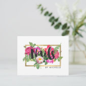 Beauty Florals Nail Salon White Briefkaart (Staand voorkant)