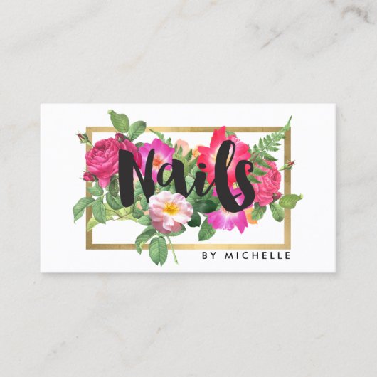 Beauty Florals Nail Salon White Visitekaartje (Voorkant)