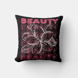 Beauty Flower Line Art Typografie Kussen