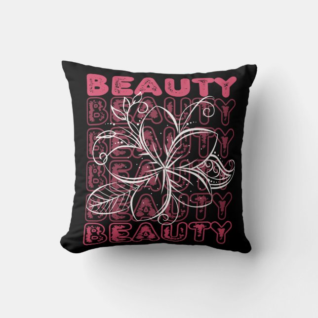 Beauty Flower Line Art Typografie Kussen (Voorkant)