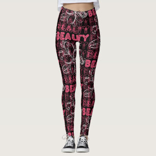 Beauty Flower Line Art Typografie Leggings