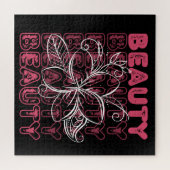 Beauty Flower Line Art Typografie Legpuzzel (Horizontaal)