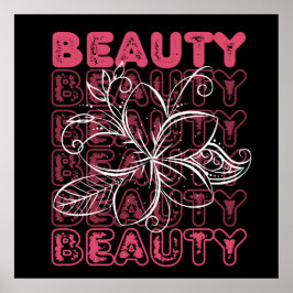 Beauty Flower Line Art Typografie Poster