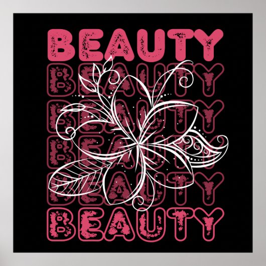 Beauty Flower Line Art Typografie Poster (Voorkant)