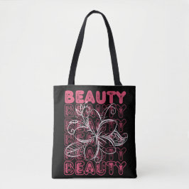 Beauty Flower Line Art Typografie Tote Bag