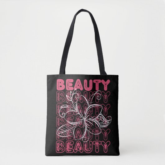 Beauty Flower Line Art Typografie Tote Bag (Voorkant)