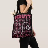 Beauty Flower Line Art Typografie Tote Bag (Dichtbij)
