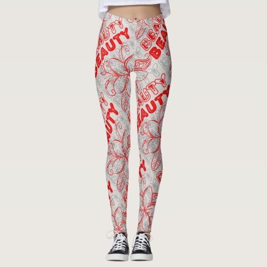 Beauty Flower Line Art Typografieontwerp Leggings (Voorkant)