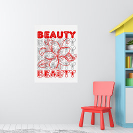 Beauty Flower Line Art Typografieontwerp Poster