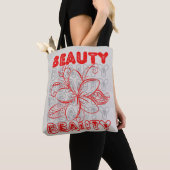 Beauty Flower Line Art Typography Design Canvas ta Tote Bag (Dichtbij)
