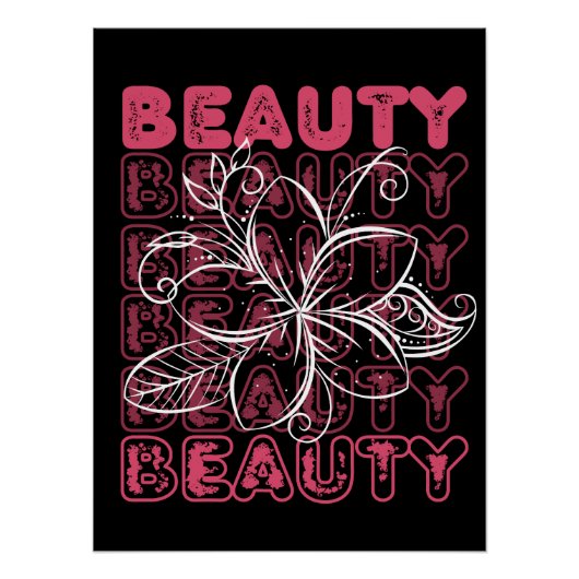 Beauty Flower Line Art Typography Poster (Voorkant)