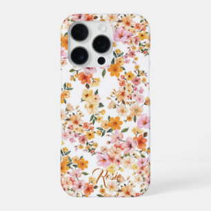 Beauty Geel Sinaasappel Ditsy Bloemenpatroon iPhone 16 Pro Hoesje