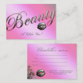 Beauty Gift Card Salon Lips Silver Pink Kortingskaartje (Voorkant / Achterkant)