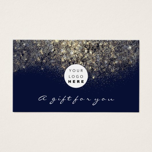 Beauty Gift Certificate Blue Navy Gold Lash Logo Visitekaartje (Voorkant)