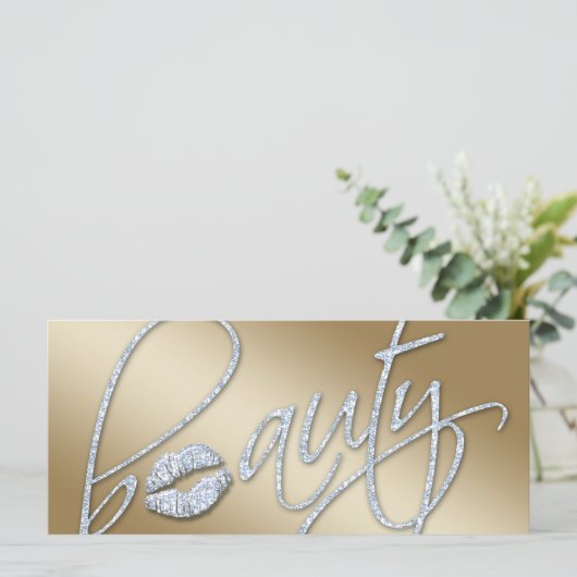 Beauty Gift Certificate Makeup Artist Glitter Gold (Staand voorkant)