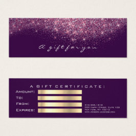 Beauty Gift Certificate Violet PinkLash Makeup Mini Visitekaartjes