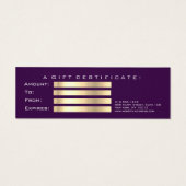 Beauty Gift Certificate Violet PinkLash Makeup Mini Visitekaartjes (Achterkant)