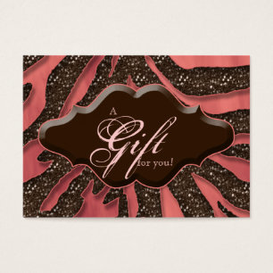 Beauty Gift Kaarten Certificaten Glitter Zebra Cor Visitekaartjes