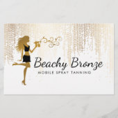 Beauty Girl Gouden Bronzen Regenpatroon Spray Tann Flyer (Voorkant)