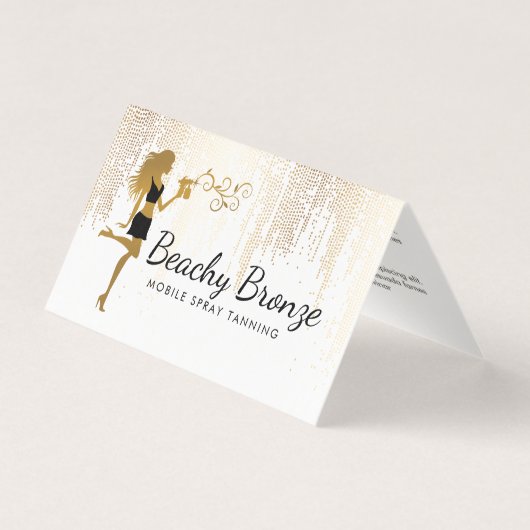 Beauty Girl Gouden Bronzen Regenpatroon Spray Tann Kaart (Voorkant)