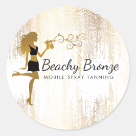 Beauty Girl Gouden Bronzen Regenpatroon Spray Tann Ronde Sticker