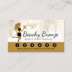 Beauty Girl Gouden Bronzen Regenpatroon Spray Tann Visitekaartje