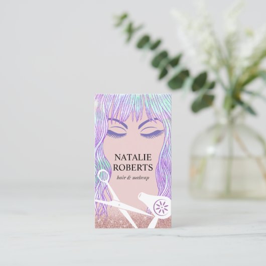 Beauty Girl Hair & Makeup Artist Modern Salon Visitekaartje (Staand voorkant)