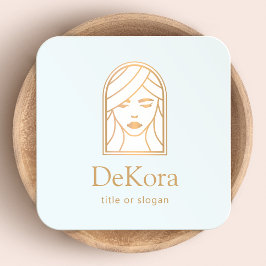 Beauty Girl's Face Hair, Eyes, Lips Makeup Vierkante Visitekaartjes