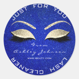 Beauty Glitter Cobalt Blue Gold Lash Cleaner Ronde Sticker