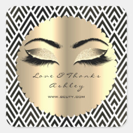 Beauty Glitter Gold Lash Eyes Love & Bedankt Diamo Vierkante Sticker