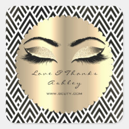Beauty Glitter Gold Lash Eyes Love & Bedankt Diamo Vierkante Sticker