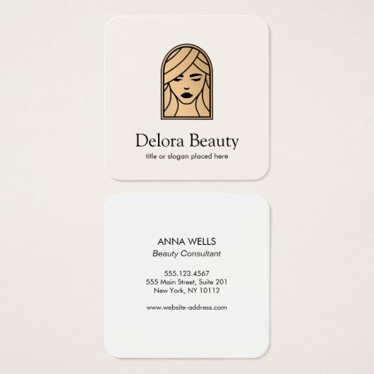 Beauty Goddess Woman's Face Vierkante Visitekaartjes (Voorkant /achterkant)
