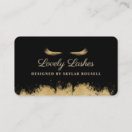 Beauty Gold Dusted Eyelash Zwart & Goud Luxe Afsprakenkaartje (Achterkant)