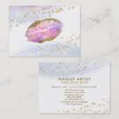 *~* Beauty Gold Pastel Glitter Pink Lips Makeup Visitekaartje (Voorkant / Achterkant)