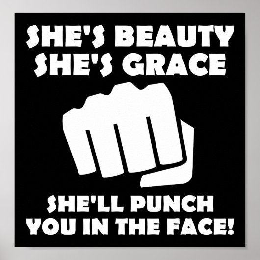 Beauty Grace Punch Funny Poster blk (Voorkant)