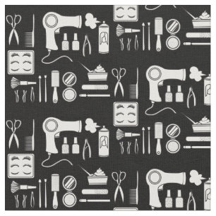 Beauty Hair Salon Tools Cute Black White Stof