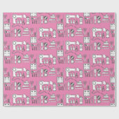 Beauty Hair Salon Tools Cute Pink White Cadeaupapier (Vlak)