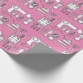 Beauty Hair Salon Tools Cute Pink White Cadeaupapier (Hoek)