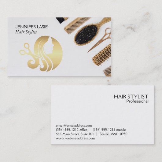 Beauty Hair Schaar Salon Logo | Stylist Tools Visitekaartje (Voorkant / Achterkant)