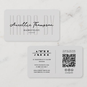 Beauty Hair Stylist Kleurist Minimal Lichtgrijs Visitekaartje