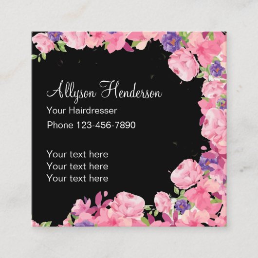 Beauty Hair Stylist Vierkante Visitekaartje (Voorkant)