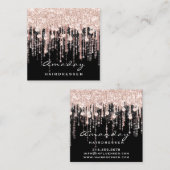 Beauty Hairdresser Makeup Artist Roos Black Drives Vierkante Visitekaartje (Voorkant / Achterkant)