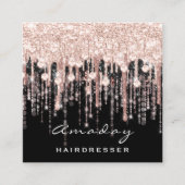 Beauty Hairdresser Makeup Artist Roos Black Drives Vierkante Visitekaartje (Voorkant)