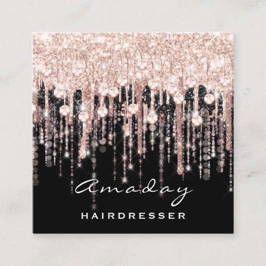Beauty Hairdresser Makeup Artist Roos Black Drives Vierkante Visitekaartje (Voorkant)