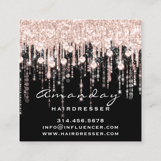 Beauty Hairdresser Makeup Artist Roos Black Drives Vierkante Visitekaartje (Achterkant)