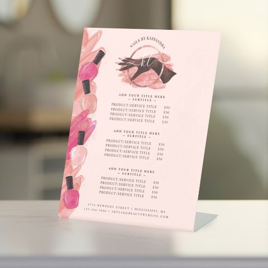 Beauty Hand Nail Poolse Glam Nail-mestprijzen Reclamebord Met Voetstuk