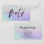 *~* BEAUTY Hologram Holografen regenbooglitter Visitekaartje (Voorkant / Achterkant)