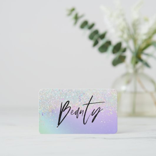 *~* BEAUTY Hologram Holografen regenbooglitter Visitekaartje (Staand voorkant)