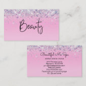 *~* BEAUTY Hologram Holografen Roze Glitter Visitekaartje (Voorkant / Achterkant)