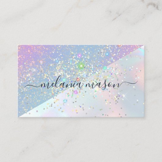 Beauty Holographic Glam Glitter Elegant Sparkles Visitekaartje (Voorkant)